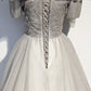 Silver tulle long ball gown dress formal dress  8598