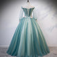 Green tulle lace long ball gown dress formal dress  8617