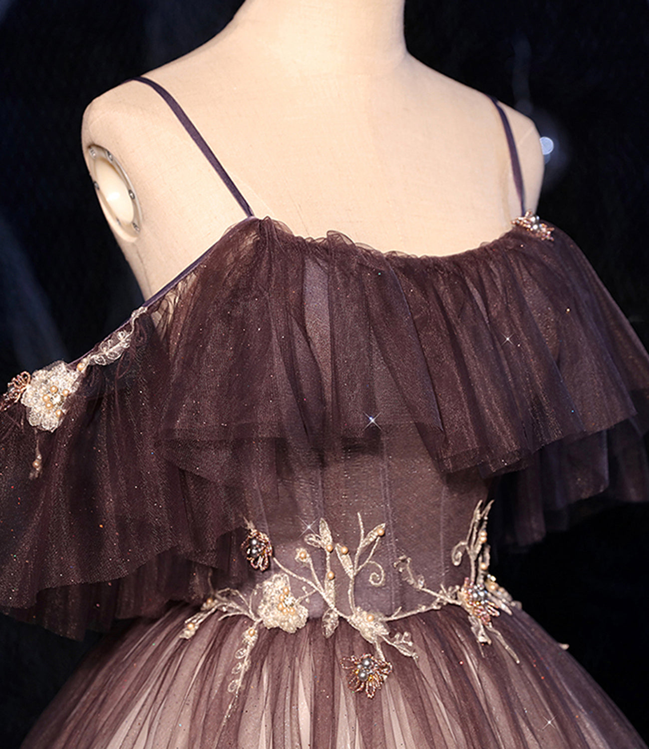 Stilvolles langes A-Linien-Abschlussballkleid aus Tüll, formelles Kleid 8721