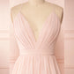 Pink v neck chiffon short prom dress  8178