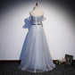 Lovely A line tulle pearl long prom dress evening dress  8685
