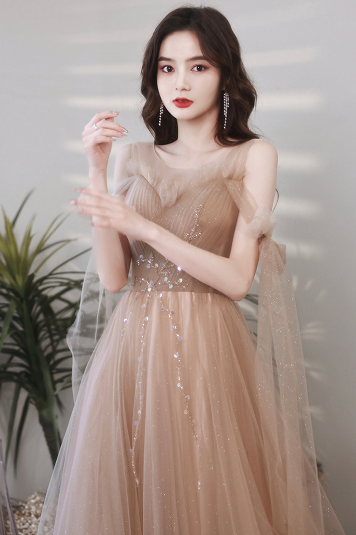 Süßes Tüll langes A-Linie Ballkleid Abendkleid 8667