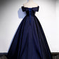 Langes Ballkleid aus blauem Satin, formelles Kleid 8551
