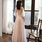 Cute tulle lace long sleeve dress evening dress  8536