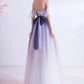 Purple tulle long A line prom dress evening dress  8769