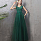 Green tulle long A line prom dress green evening dress  8868
