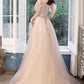 Stylish tulle sequins long prom dress evening dress  8714