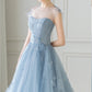 Cute blue tulle short prom dress evening dress  8182