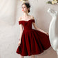 Cute burgundy velvet short prom dress, homecoming dress  8115