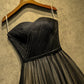 Black sweetheart neck tulle long prom dress, black evening dress  7926