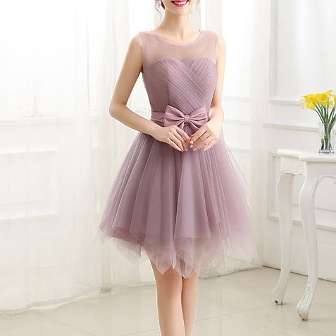Charming A-line tulle short prom dress,bridesmaid dress  7701