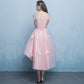 Cute pink tulle lace short prom dress party dress  8311