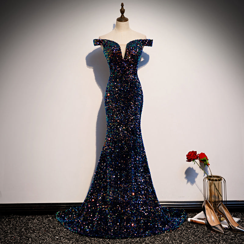Sparkling sequins long prom dress party dress  8205