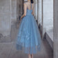 Süßes blaues Tüll kurzes Ballkleid Abendkleid 8182