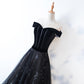 Black tulle velvet long prom dress, evening dress  7992