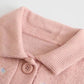Sweet polo collar embroidered sweater cardigan coat  7738