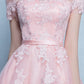 Cute pink tulle lace short prom dress party dress  8311