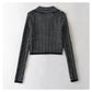 Design sense Lapel long sleeve sweater short sweater thin coat  7715