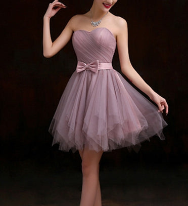 Sweetheart A-line tulle strapless short prom dress,formal dresses  7703
