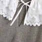 New sweet lace stitched detachable collar wool sweater  7711