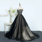 Black tulle long prom dress evening dress  8283