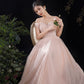 Pink tulle long A line prom dress pink evening dress  8891