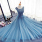 Stylish A-line tulle lace long prom dress,formal dresses  7669