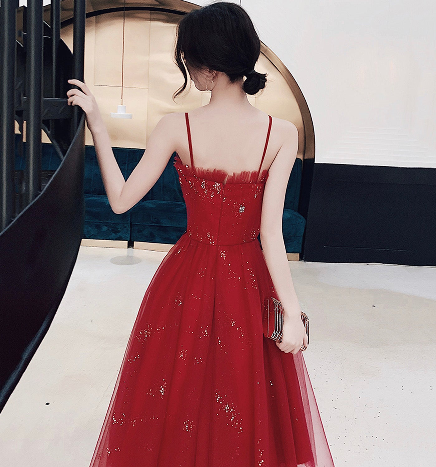 Cute tulle short A line prom dress party dress  8948