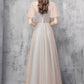 Champagne tulle beads prom dress evening dress  8494