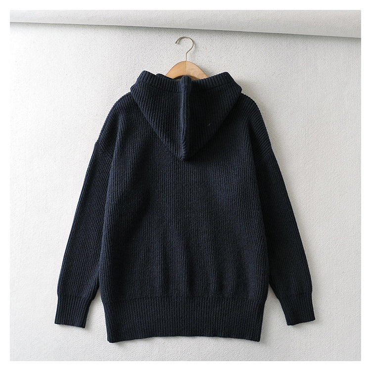 Versatile foreign style soft waxy knitted Hoodie  7733