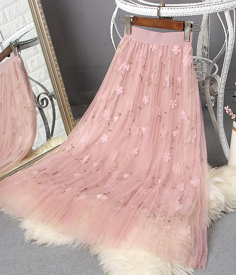Cute applique tulle skirt  3512