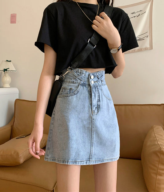 Jupe en jean mignonne jupe en jean étudiante 3517