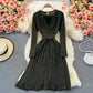 Elegant v neck long sleeve dress fashion dress  448