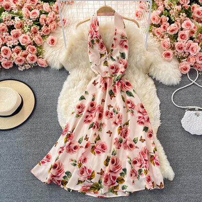 Cute floral short A line dress fashion dress  449