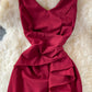Red v neck dress fashion dress  423