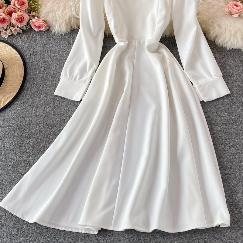Simple A line long sleeve dress fashion dress  435
