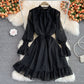 Black tulle long sleeve dress fashion dress  441