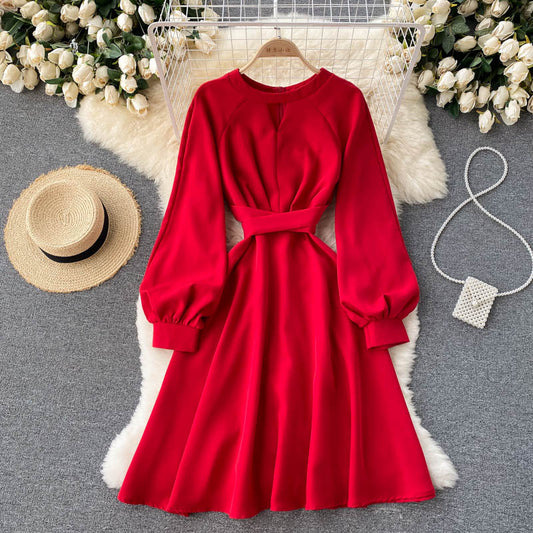 Cute long sleeve A line dress fashion dress  415