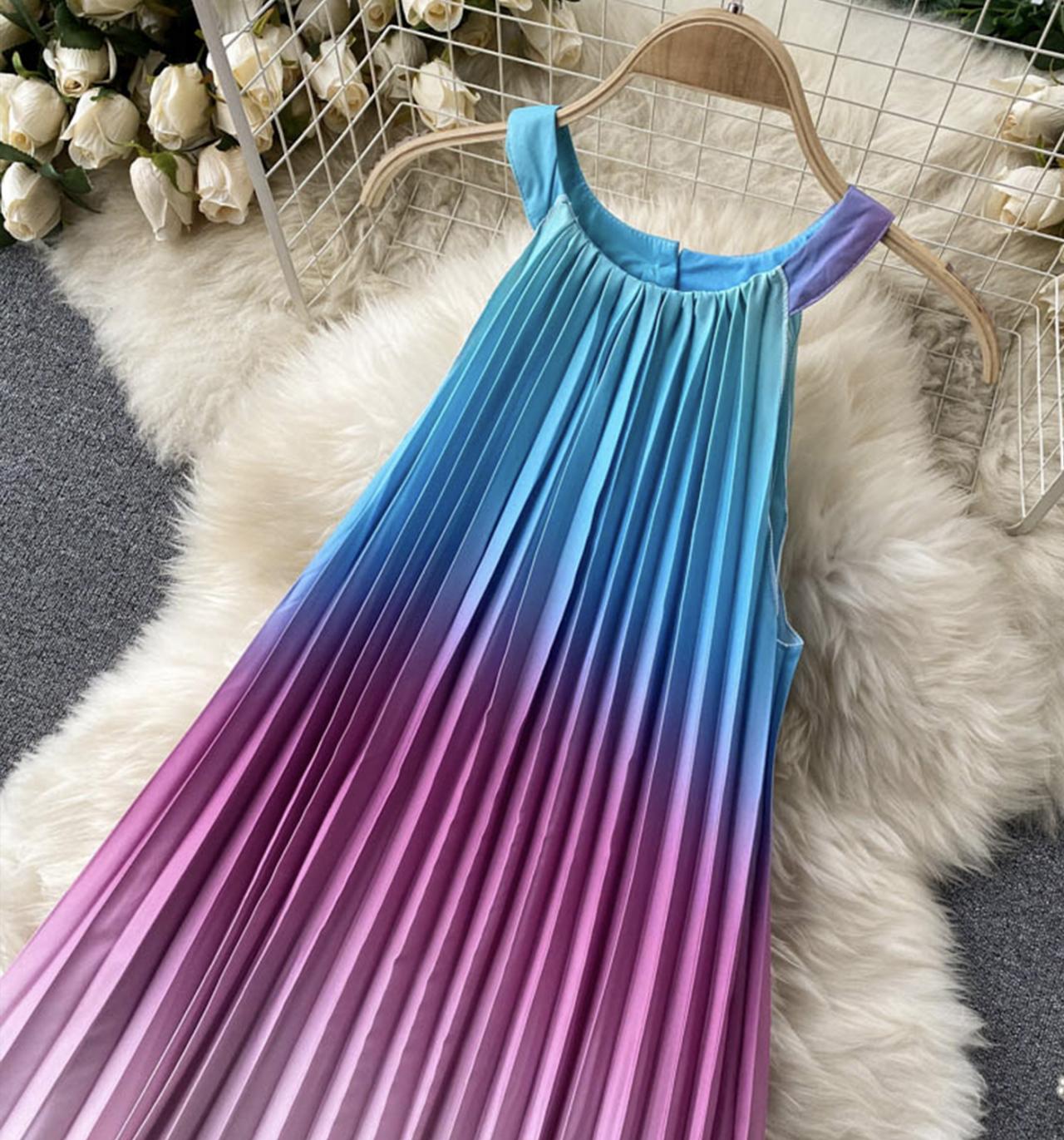 Cute gradient off-the-shoulder dress  681