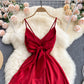 Süßes rückenfreies Kleid mit V-Ausschnitt, Modekleid 600