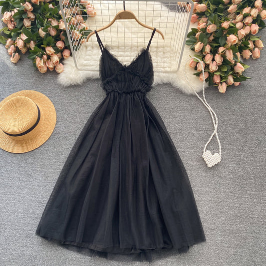 Cute v neck tulle short dress fashion dress  612