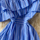 Cute blue stripe dress one shoulder dress  518