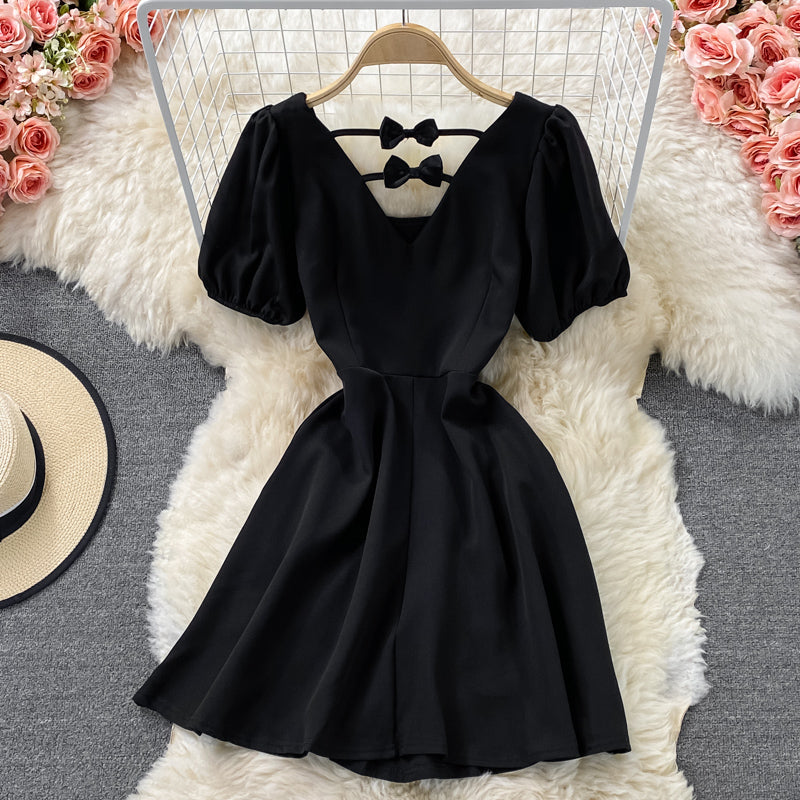 Black A line short dress fashion dress  558