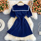 Blue A line short dress fashion dress  527