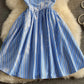 Blue v neck short dress fashion dress  694