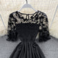 Black A line short dress fashion dress  633