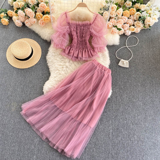 Cute tulle two pieces dress fashion dress  631