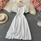 Sweet A line white short dress fashion dress  544