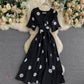 Simple v neck polka dot dress fashion dress  646