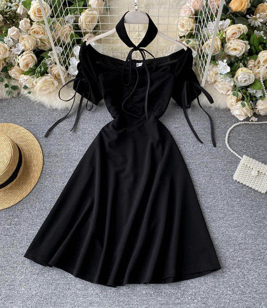 Black A line short dress fashion dress  650